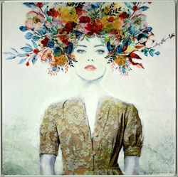De Frente II by Laura Bofill - Original Glazed Mixed Media on Board sized 43x43 inches. Available from Whitewall Galleries